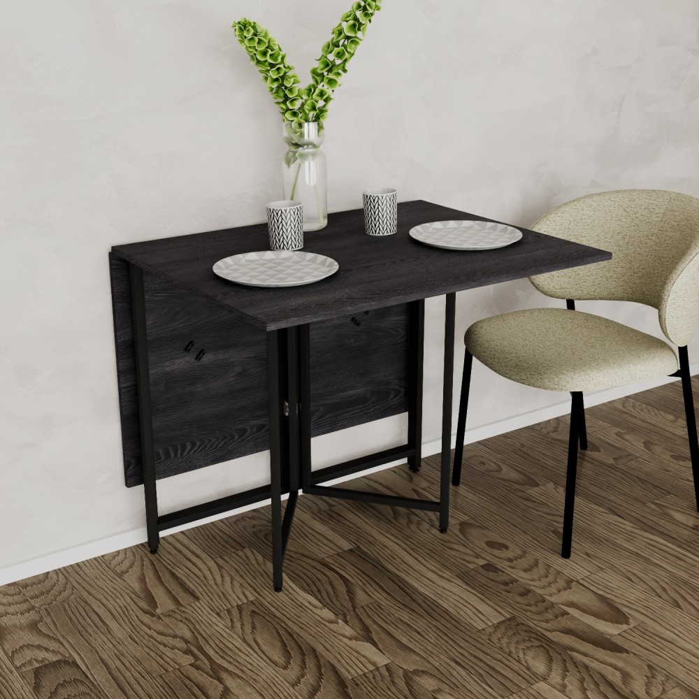 Розкладний стіл-трансформер книжка Моріс 3 Ferrum-decor 75x130x90 Чорний метал ДСП Каштан Арвадонна 16 мм (FRD-107505)