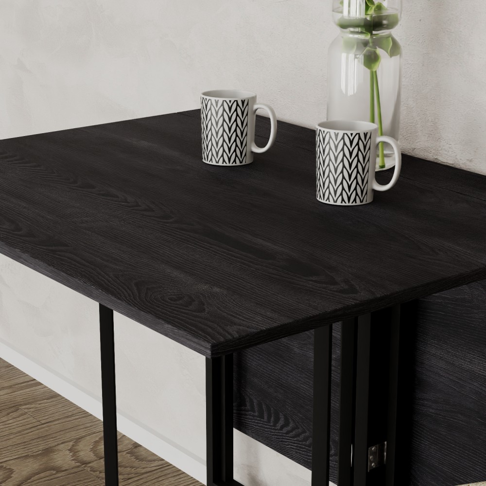 Розкладний стіл-трансформер книжка Моріс 3 Ferrum-decor 75x130x90 Чорний метал ДСП Каштан Арвадонна 16 мм (FRD-107505)