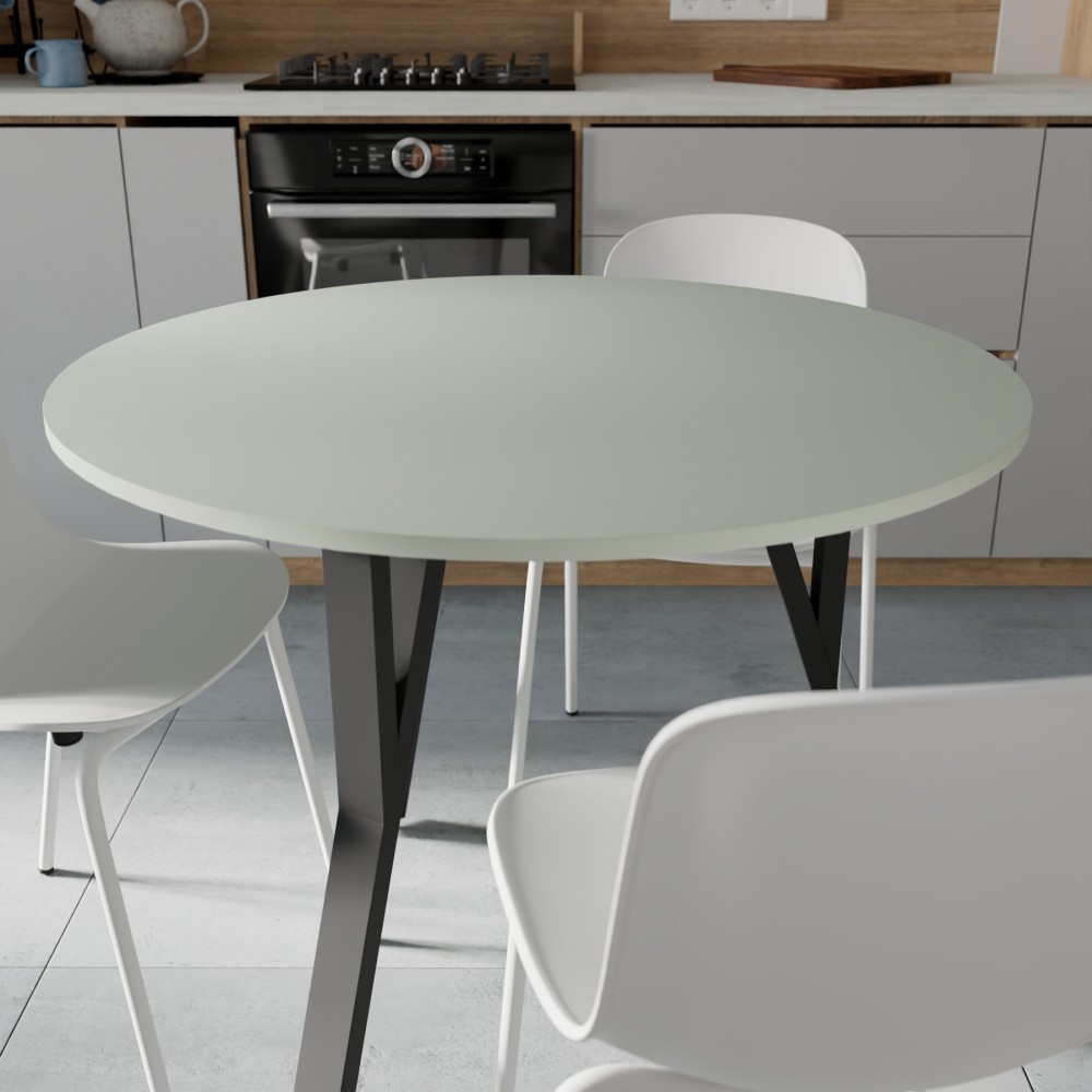 Круглий стіл MARSI 3 870-3 Ferrum-decor 750x870x870 Чорний метал ДСП Кашемір 16 мм (FRD-107515)