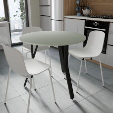 Круглий стіл MARSI 3 870-3 Ferrum-decor 750x870x870 Чорний метал ДСП Кашемір 16 мм (FRD-107515)