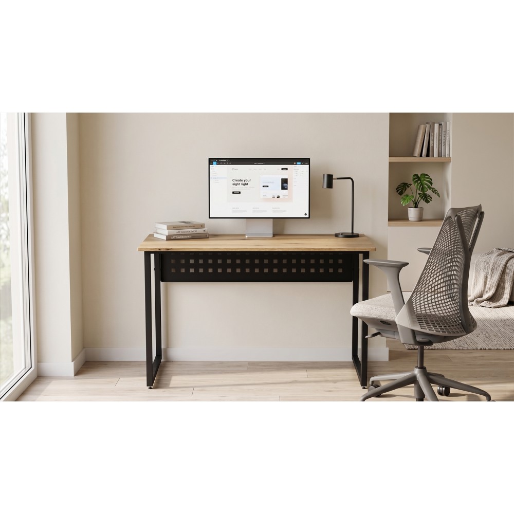 Стол письменный Майк Ferrum-decor 75x100x60 Черный металл ДСП Дуб Евок Прибрежный 16 мм (FRD-108225)