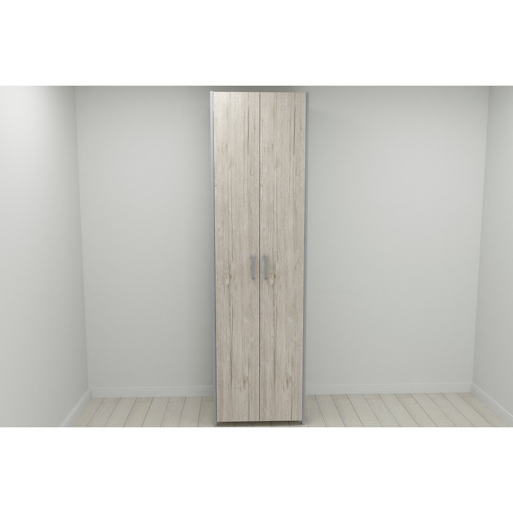 Шафа Гардероб Уні секція 7 серії Конект Ferrum-decor 220x60x50 см Сірий метал ДСП Дуб Сан-Марино 16 мм (FRD-106905)