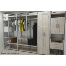 Шафа Гардероб Уні секція 1 серії Конект Ferrum-decor 220x60x50 см Сірий метал ДСП Дуб Сан-Марино 32 мм (FRD-106875)
