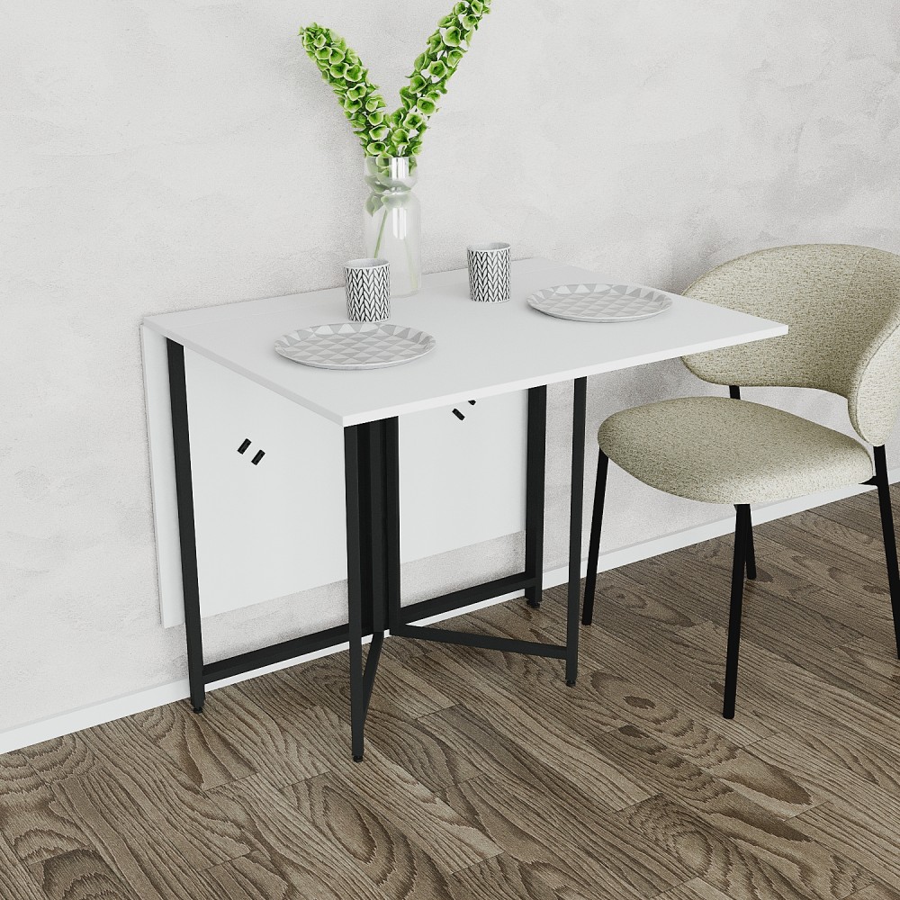 Розкладний стіл-трансформер книжка Моріс 3 Ferrum-decor 75x130x90 Чорний метал ДСП Білий 16 мм (FRD-107415)