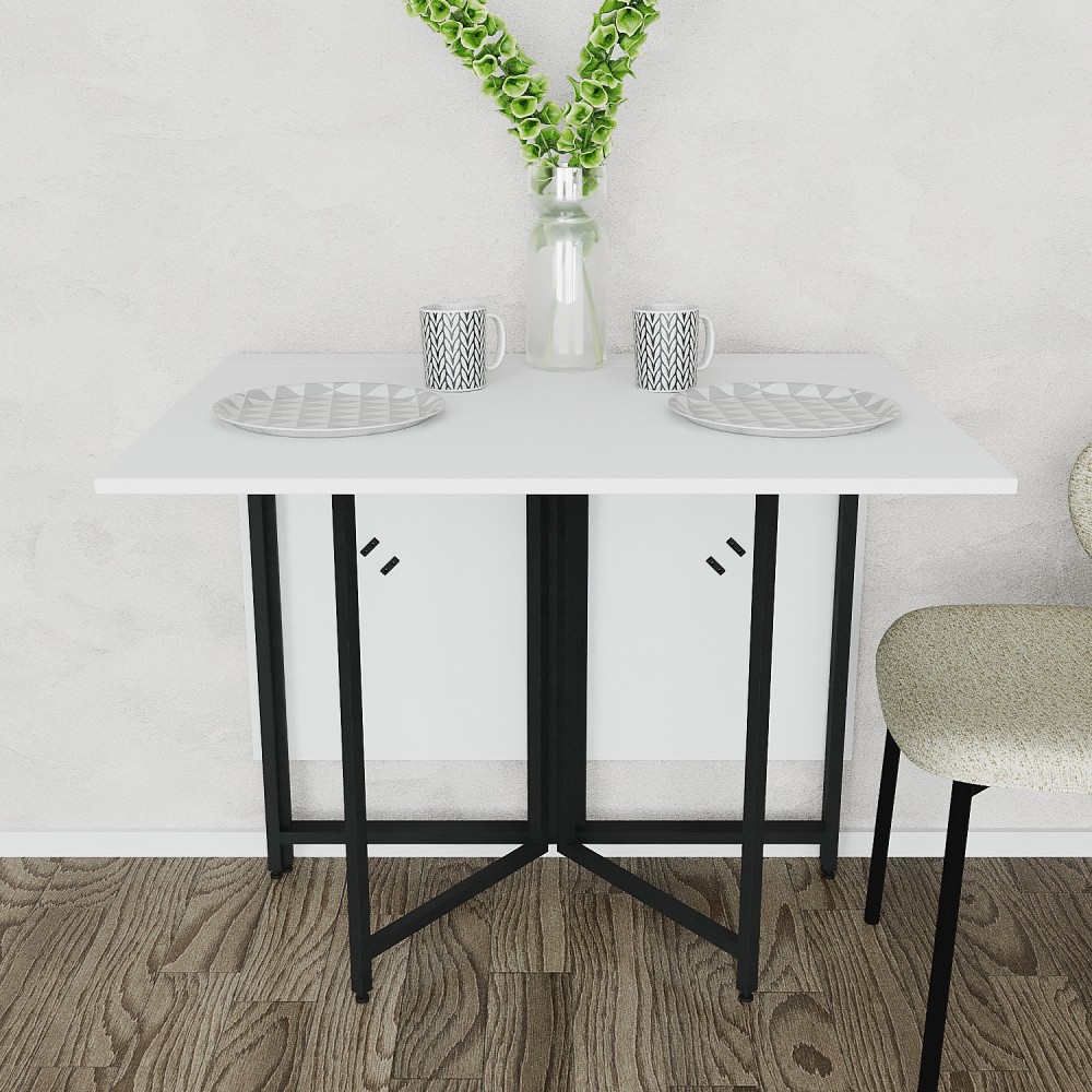 Розкладний стіл-трансформер книжка Моріс 3 Ferrum-decor 75x130x90 Чорний метал ДСП Білий 16 мм (FRD-107415)