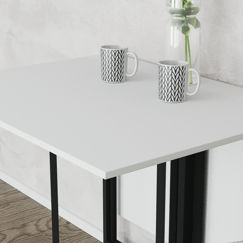 Розкладний стіл-трансформер книжка Моріс 3 Ferrum-decor 75x130x90 Чорний метал ДСП Білий 16 мм (FRD-107415)