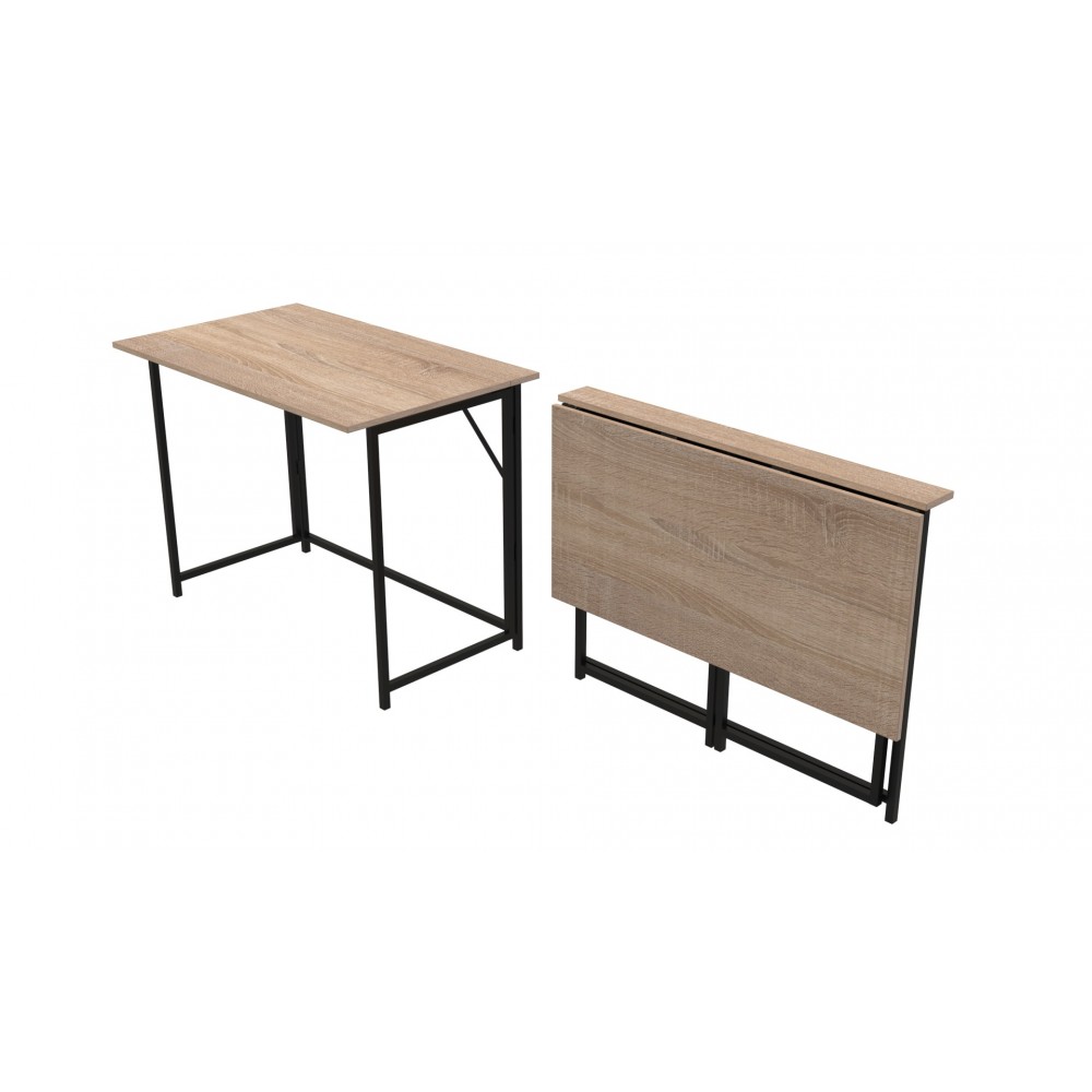 Стол раскладной Морис 900 Ferrum-decor 750x900x500 Черный металл ДСП Дуб Сонома 16 мм (FRD-107315)