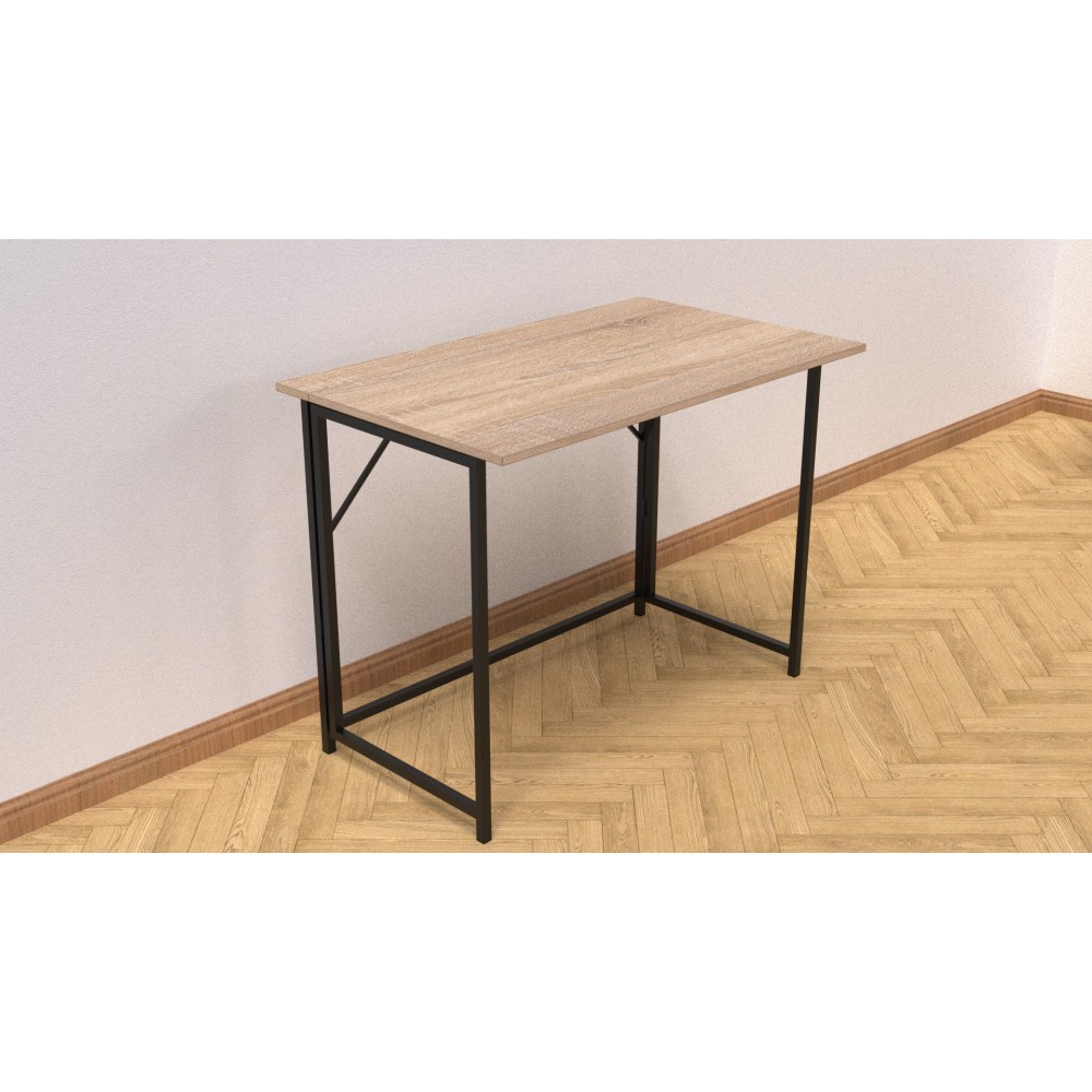Стол раскладной Морис 900 Ferrum-decor 750x900x500 Черный металл ДСП Дуб Сонома 16 мм (FRD-107315)