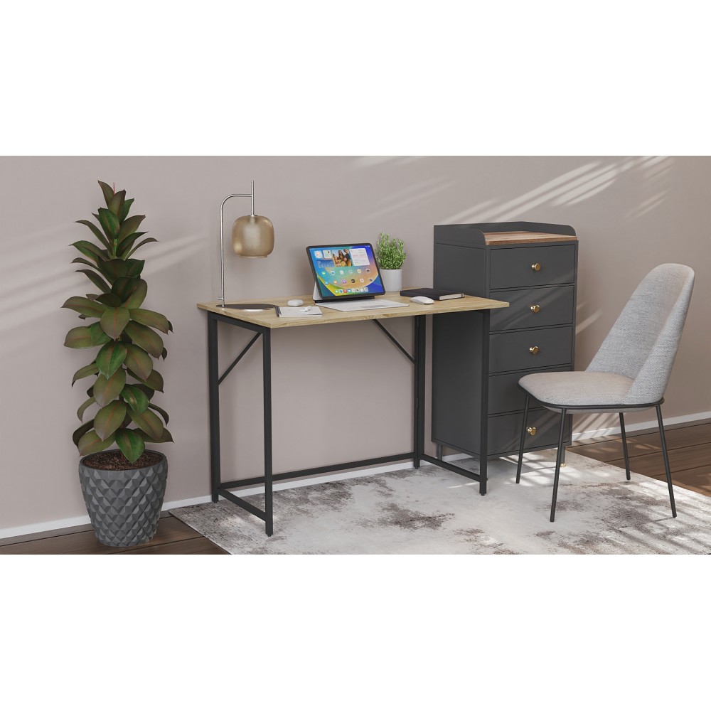 Стол раскладной Морис 900 Ferrum-decor 750x900x500 Черный металл ДСП Дуб Сонома 16 мм (FRD-107315)
