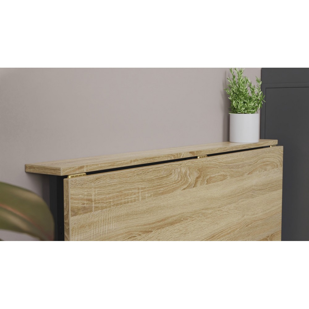 Стол раскладной Морис 900 Ferrum-decor 750x900x500 Черный металл ДСП Дуб Сонома 16 мм (FRD-107315)
