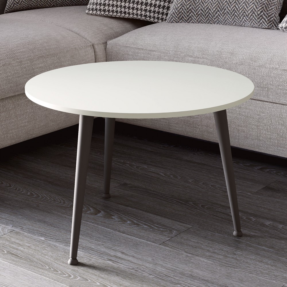 Журнальний круглий стіл OPTIMA 1 ніжки конусні Ferrum-decor 450x670x670 Чорний метал ДСП Кашемір 16 мм (FRD-107535)