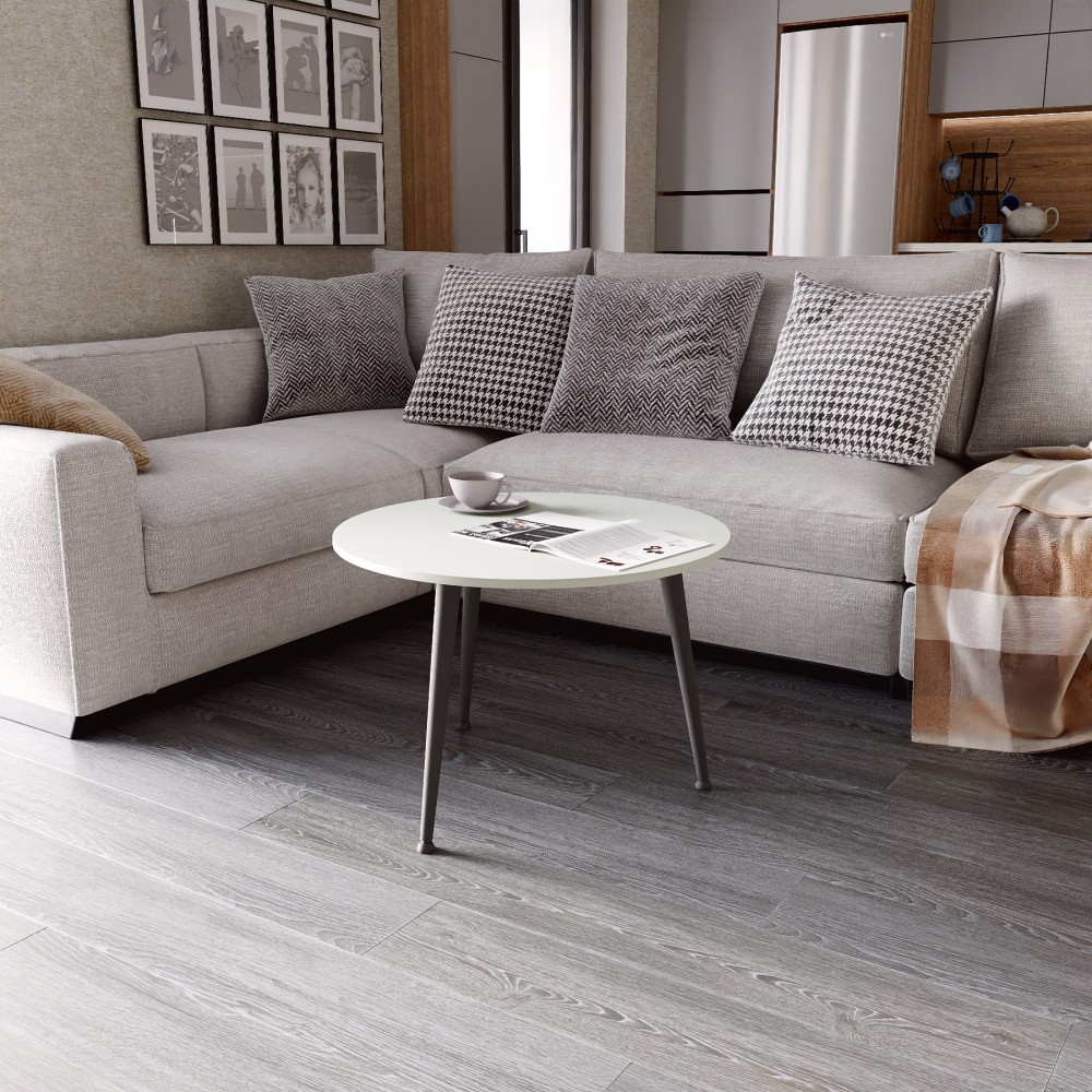 Журнальний круглий стіл OPTIMA 1 ніжки конусні Ferrum-decor 450x670x670 Чорний метал ДСП Кашемір 16 мм (FRD-107535)