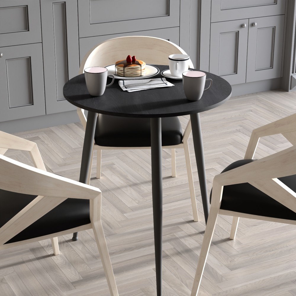 Стол круглый OPTIMA 3 ноги на конус Ferrum-decor 750x670x670 Черный металл ДСП Дуб Каштан Арвадонна 16 мм (FRD-107555)