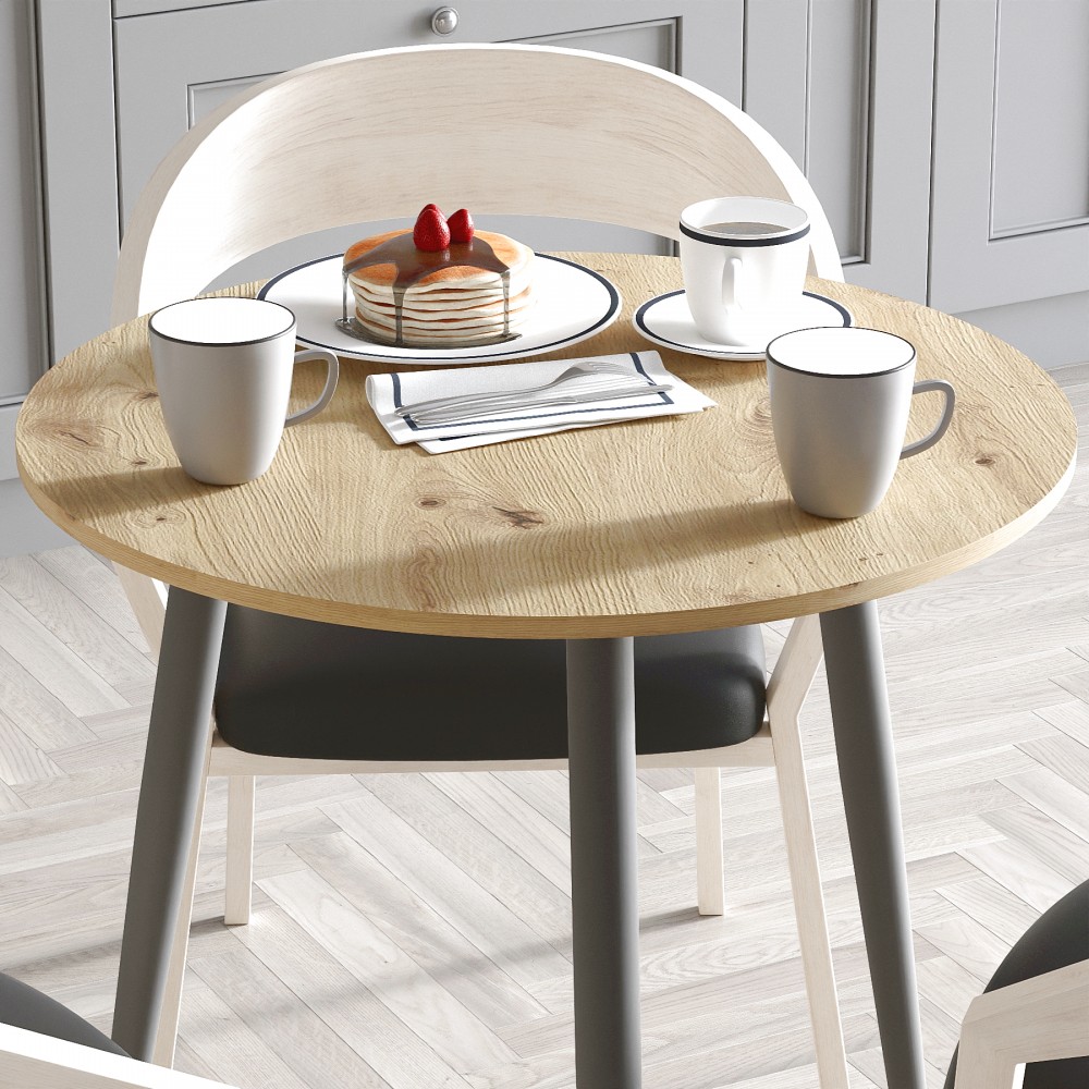 Круглий стіл OPTIMA 3 ніжки конусні Ferrum-decor 750x670x670 Чорний метал ДСП Дуб Артизан 16 мм (FRD-107445)