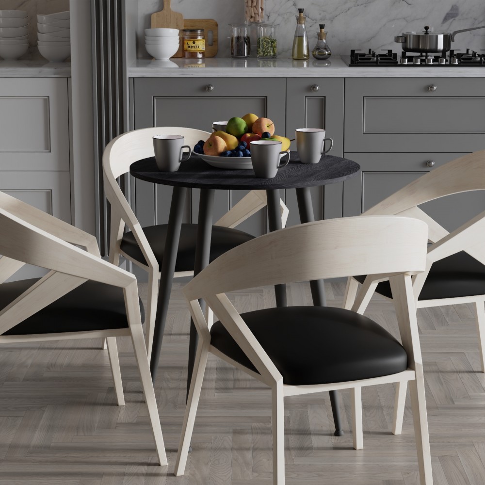 Стол круглый OPTIMA 4 ноги на конус Ferrum-decor 750x670x670 Черный металл ДСП Каштан Арвадонна 16 мм (FRD-107565)