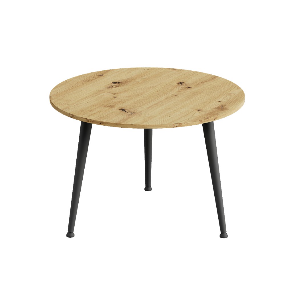 Журнальний круглий стіл OPTIMA 1 ніжки конусні Ferrum-decor 450x670x670 Чорний метал ДСП Дуб Артизан 16 мм (FRD-107465)