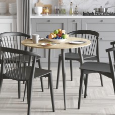 Круглий стіл OPTIMA 5 ніжки конусні Ferrum-decor 750x900x900 Чорний метал ДСП Дуб Артизан 16 мм (FRD-107485)