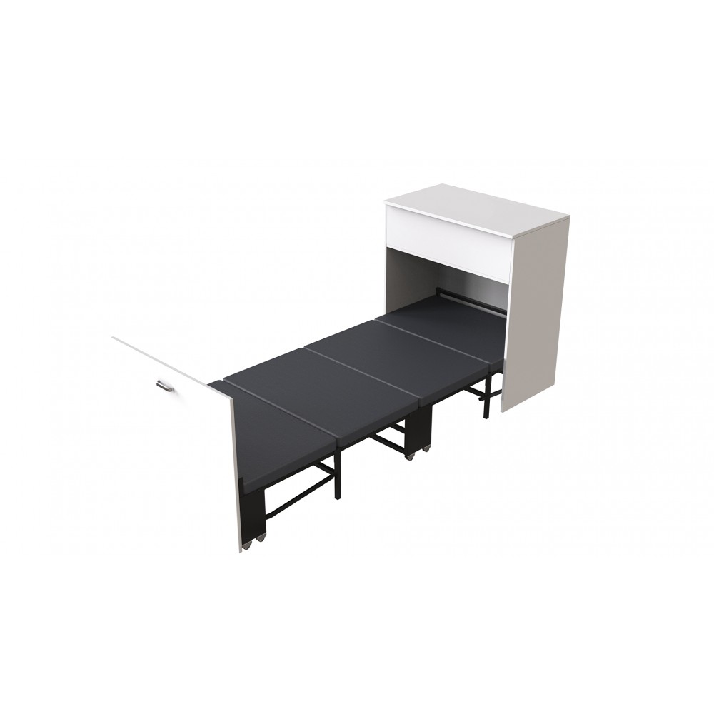 Ліжко трансформер комод ASCET 3 Ferrum-decor 920x2000x700 Чорний метал ДСП Білий 16 мм (FRD-107335)