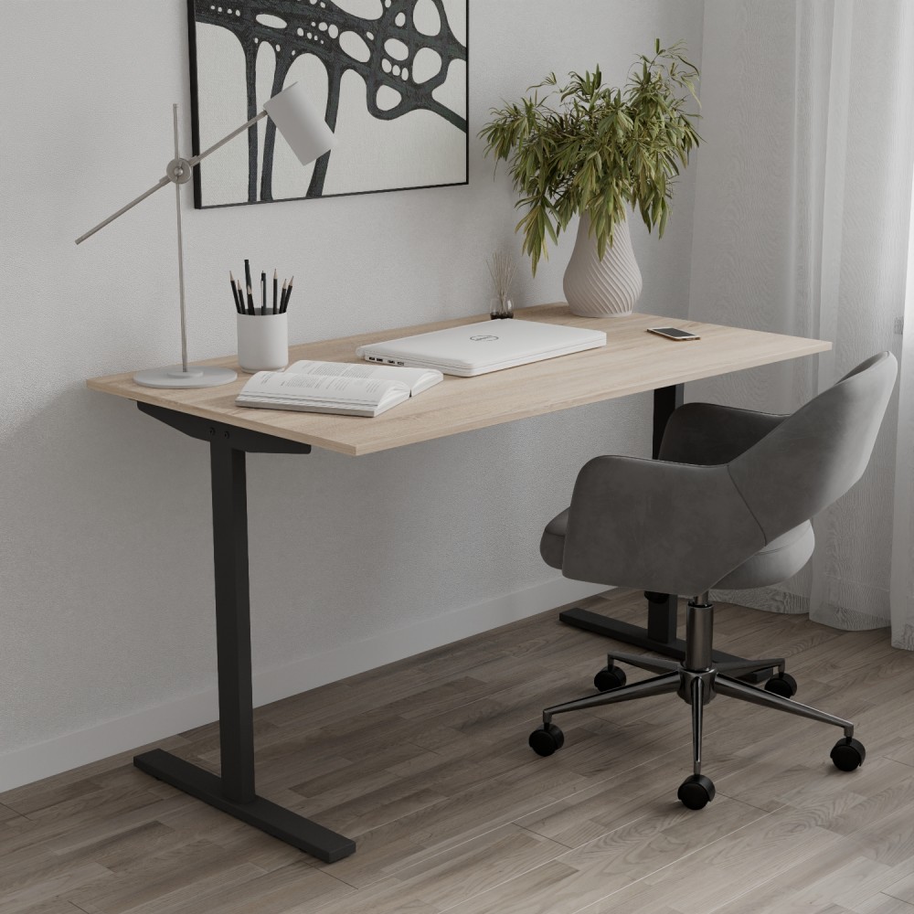 Стол письменный Space Ferrum-decor 750x1000x600 Черный металл ДСП Дуб Сонома 16 мм (FRD-107835)
