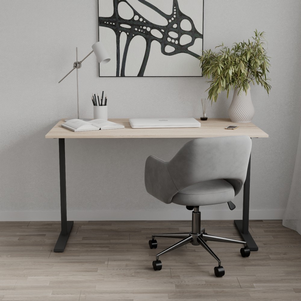 Стол письменный Space Ferrum-decor 750x1000x600 Черный металл ДСП Дуб Сонома 16 мм (FRD-107835)