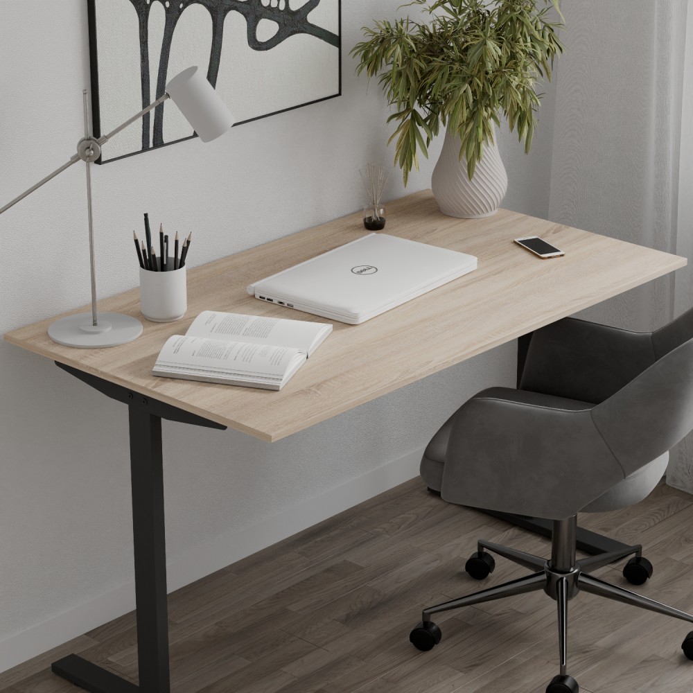 Стол письменный Space Ferrum-decor 750x1000x600 Черный металл ДСП Дуб Сонома 16 мм (FRD-107835)