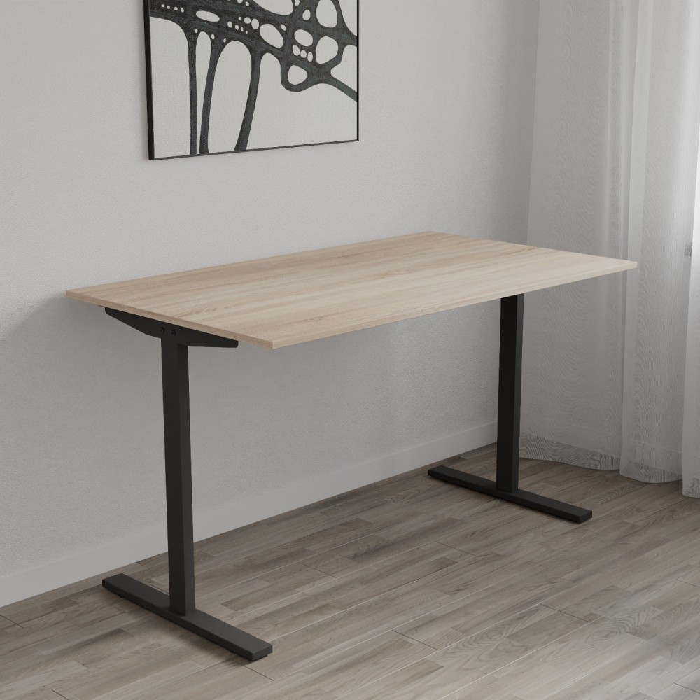 Стол письменный Space Ferrum-decor 750x1000x600 Черный металл ДСП Дуб Сонома 16 мм (FRD-107835)