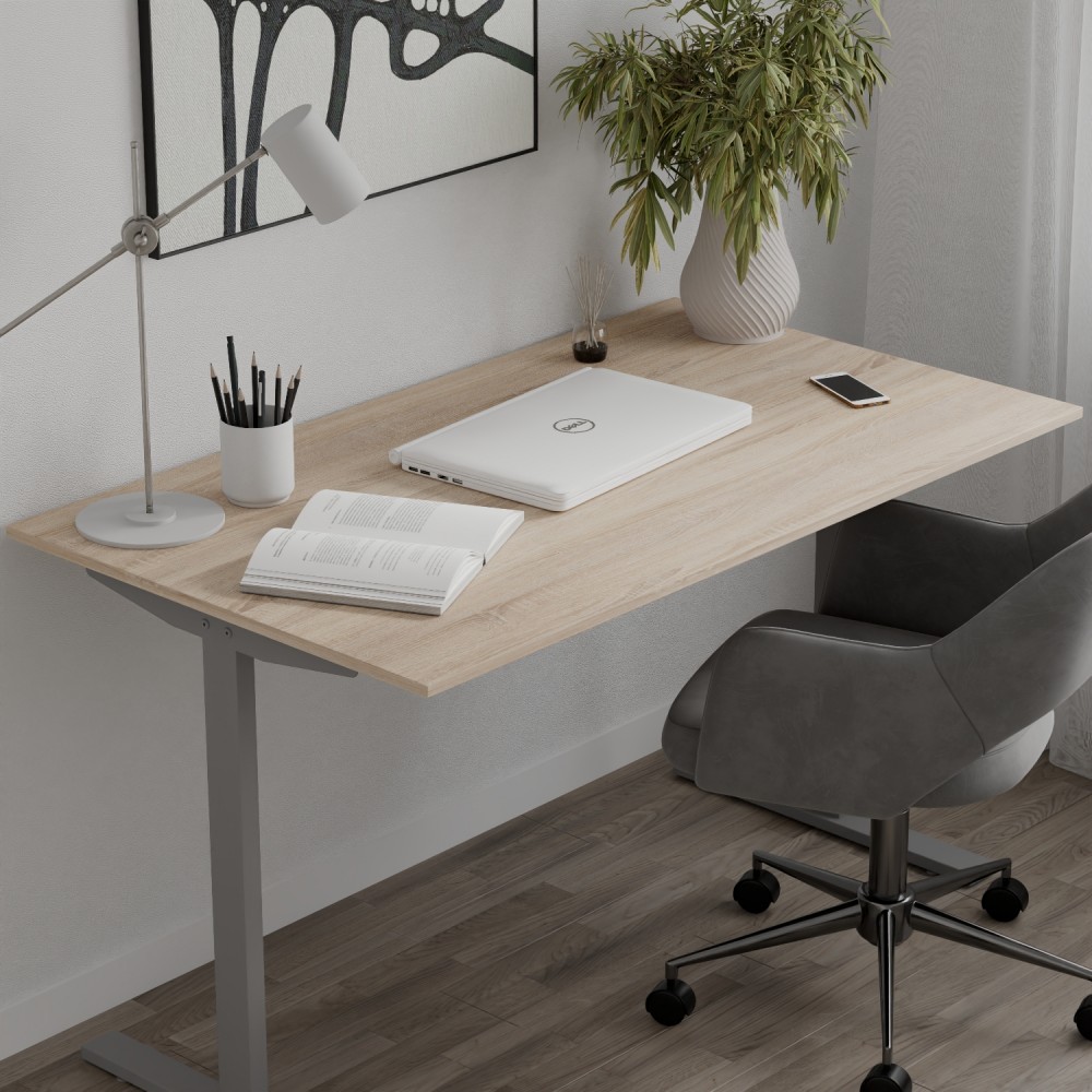 Стол письменный Space Ferrum-decor 750x1400x700 Серый металл ДСП Дуб Сонома 16 мм (FRD-107995)