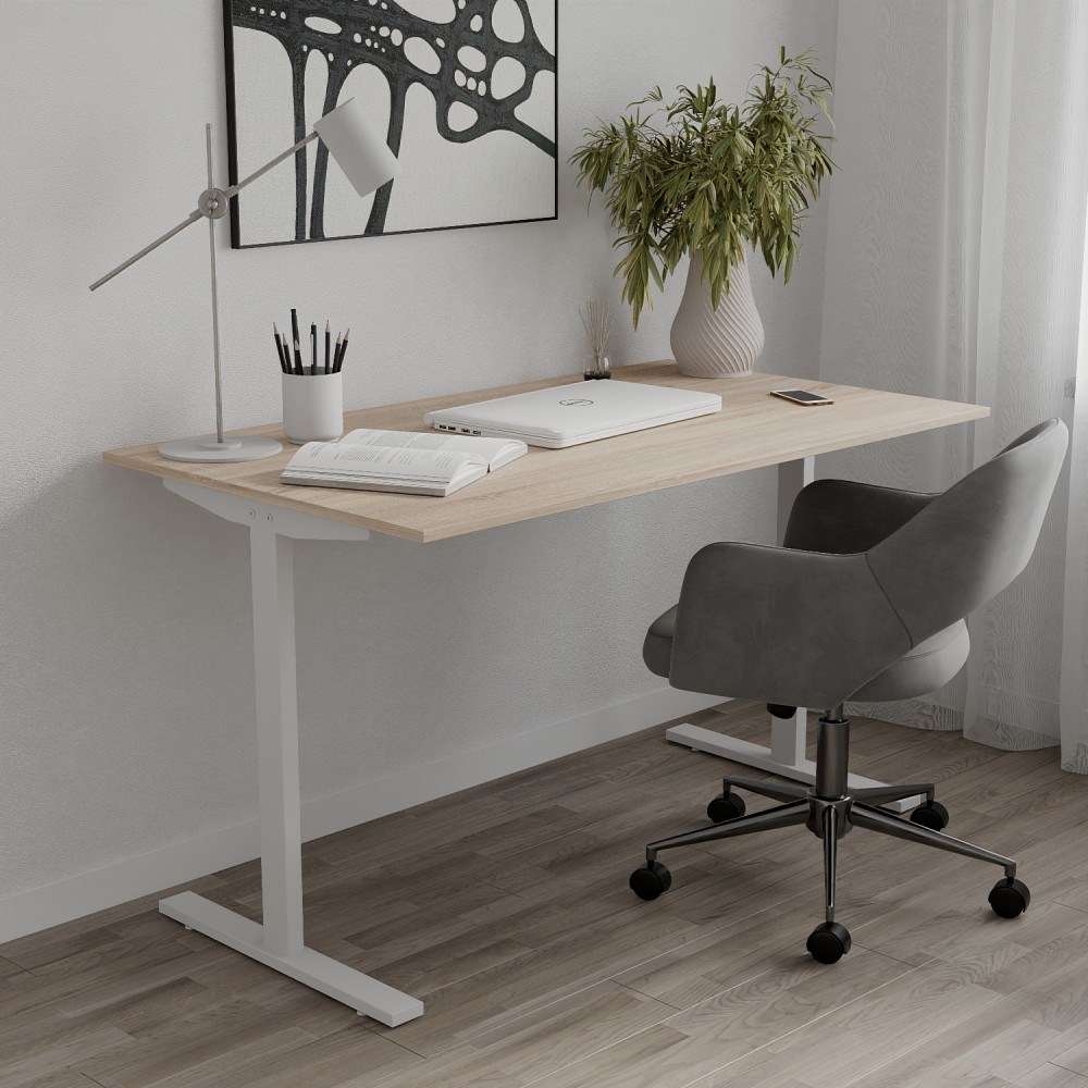 Стол письменный Space Ferrum-decor 750x1000x700 Белый металл ДСП Дуб Сонома 16 мм (FRD-107885)