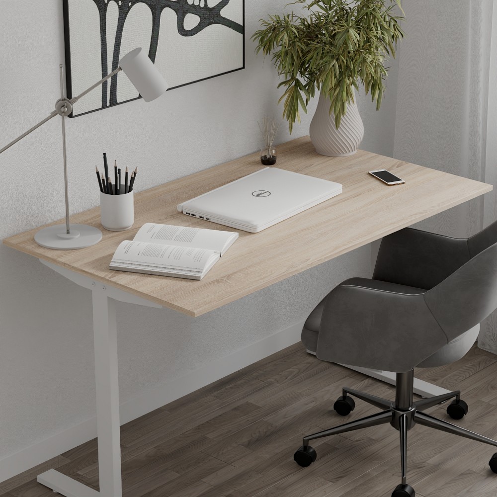 Стол письменный Space Ferrum-decor 750x1000x700 Белый металл ДСП Дуб Сонома 16 мм (FRD-107885)