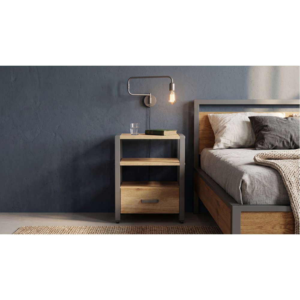 Тумба універсальна Ferrum-decor Вів'єн 1/1 50x41x40 сірий ДСП Дуб Евок Прибережний 16 мм (FRD-107815)
