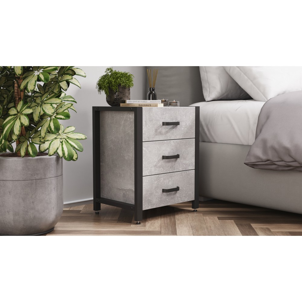 Тумба универсальная Ferrum-decor Вивьен 3 50x41x40 черный ДСП Бетон 16мм (FRD-106935)