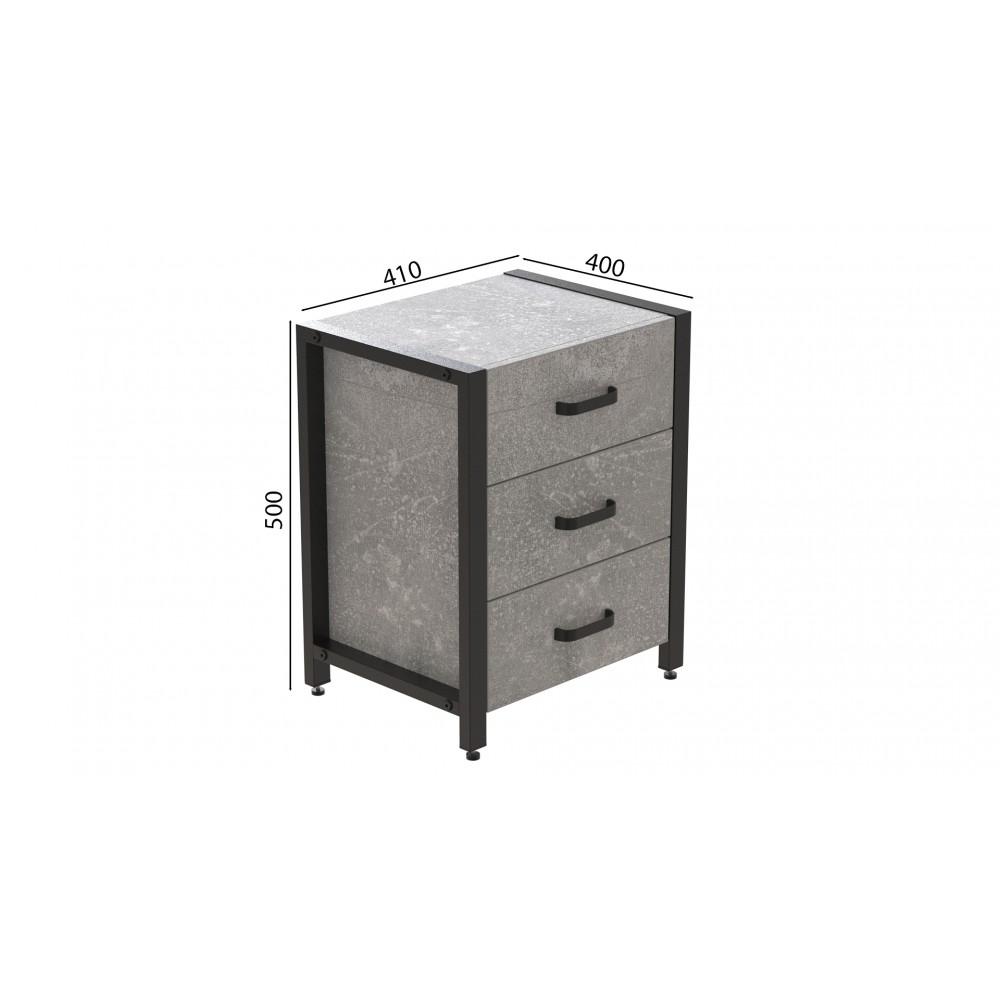 Тумба универсальная Ferrum-decor Вивьен 3 50x41x40 черный ДСП Бетон 16мм (FRD-106935)