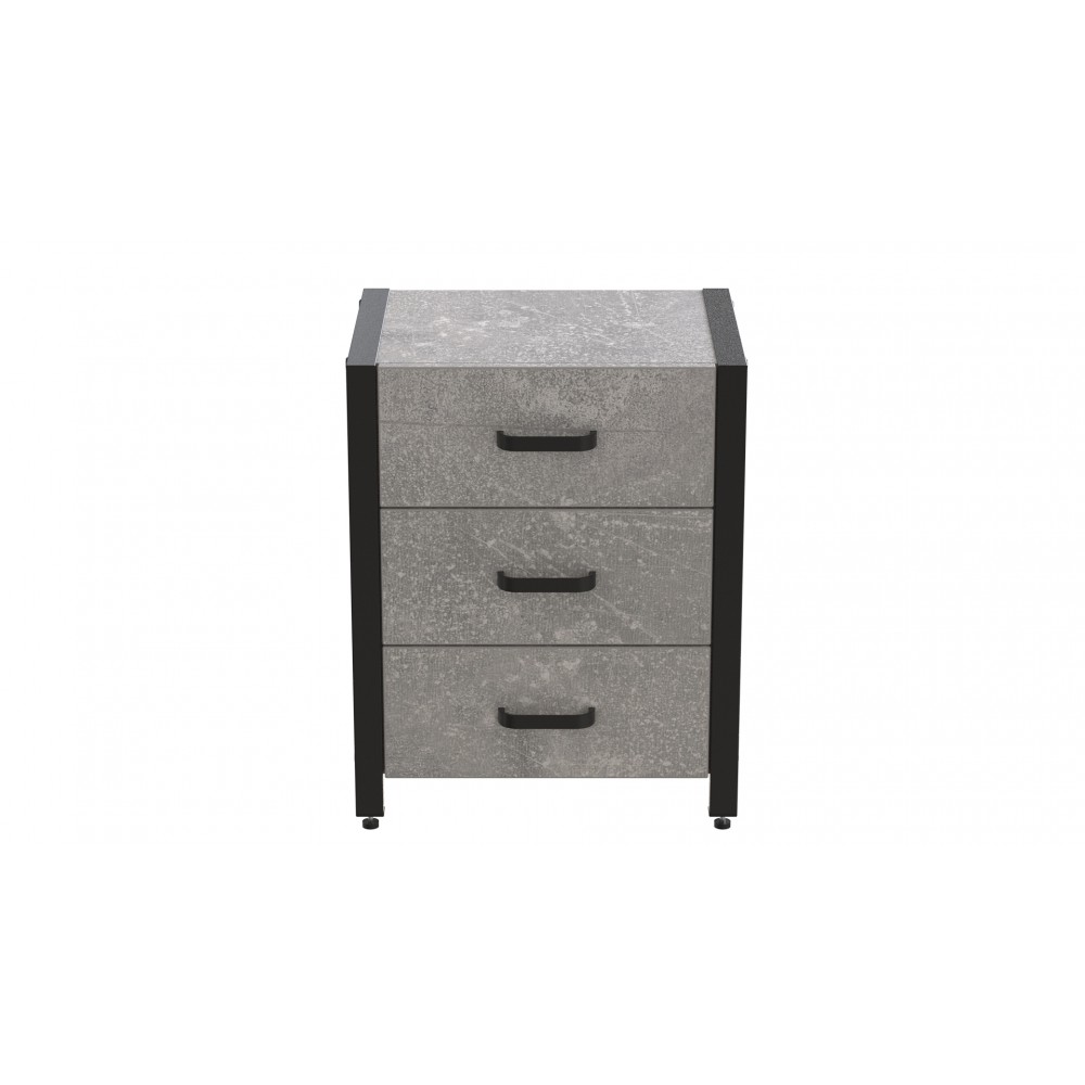 Тумба универсальная Ferrum-decor Вивьен 3 50x41x40 черный ДСП Бетон 16мм (FRD-106935)