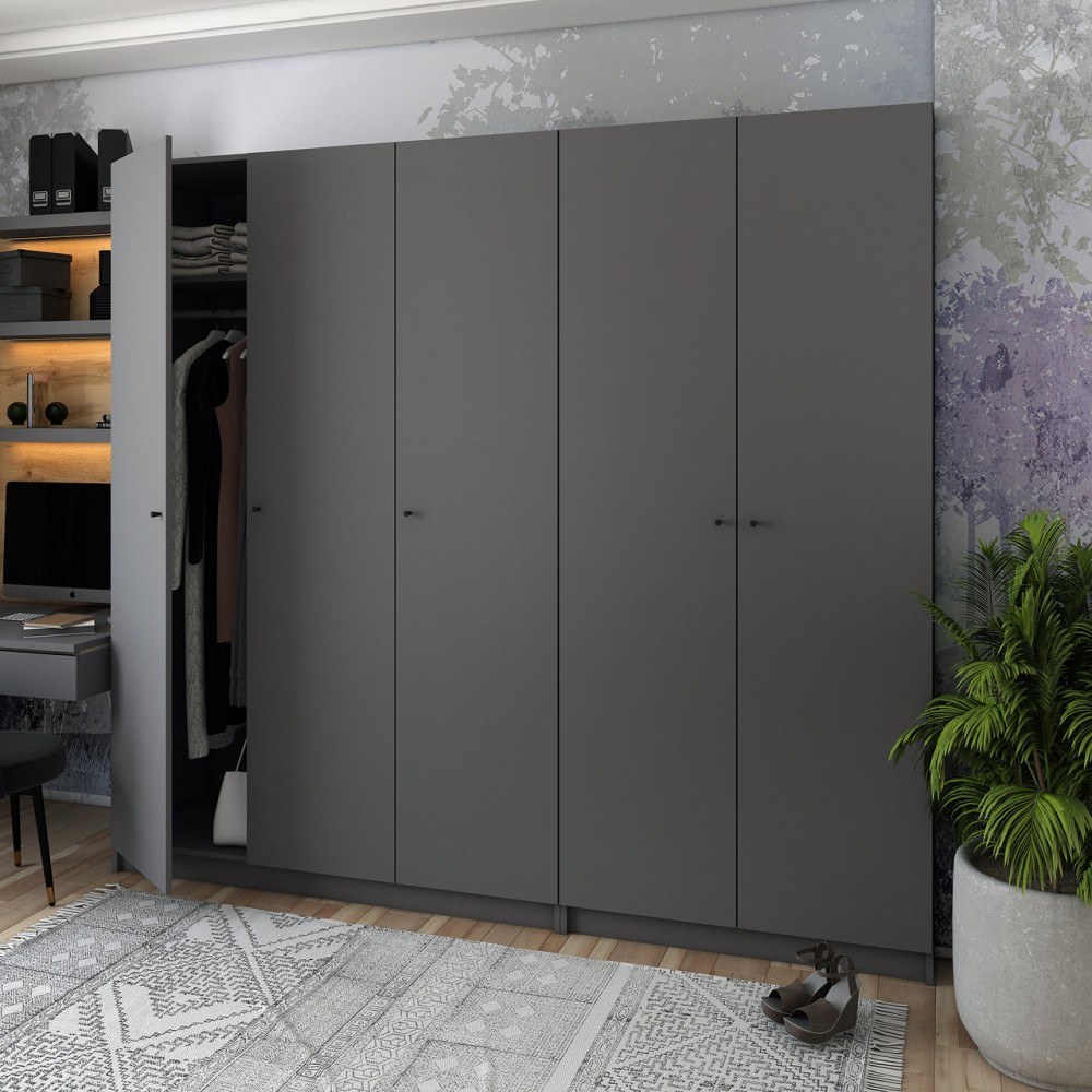 Шкаф для одежды Doros Промо Антрацит 2+3 ДСП 225х48х204 (42005335) (DRS-012162)