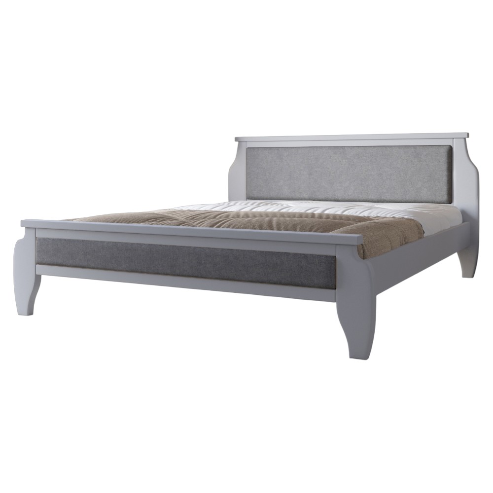 Двуспальная деревянная кровать Mebigrand Лион М4 Светло-серый (RAL-7040)/Аляска 93 (Серый) 160х190 см (MBG-24080)