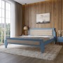 Полуторне дерев'яне ліжко Mebigrand Ліон М5 Сіро-синій (S7010R90B)/Аляска 23 (Бежевий) 120х190 см (MBG-23726)