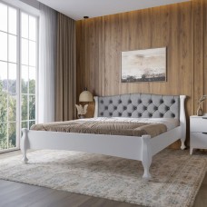 Односпальне дерев'яне ліжко Mebigrand Равенна Р3 Білий (RAL9003)/Аляска 93 (Сірий) 90х190 см (MBG-21772)