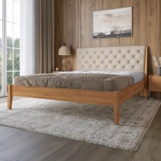 Полуторная деревянная кровать Mebigrand Рим-Н Ольха/Аляска 23 (Бежевый) 120х200 см (MBG-25065)