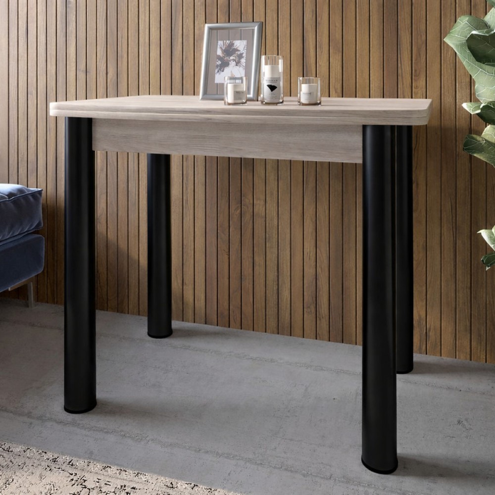 Обеденный стол раскладной LION Нота черные ножки Самоа дымчатый 60x90/90x120 (LION-045133)