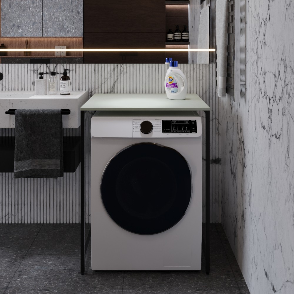 Стелаж-полиця Бафрум 401 Ferrum-decor для пральної машини 90x70,5x60,5 Чорний метал ДСП Кашемір 16 мм (FRD-107576)