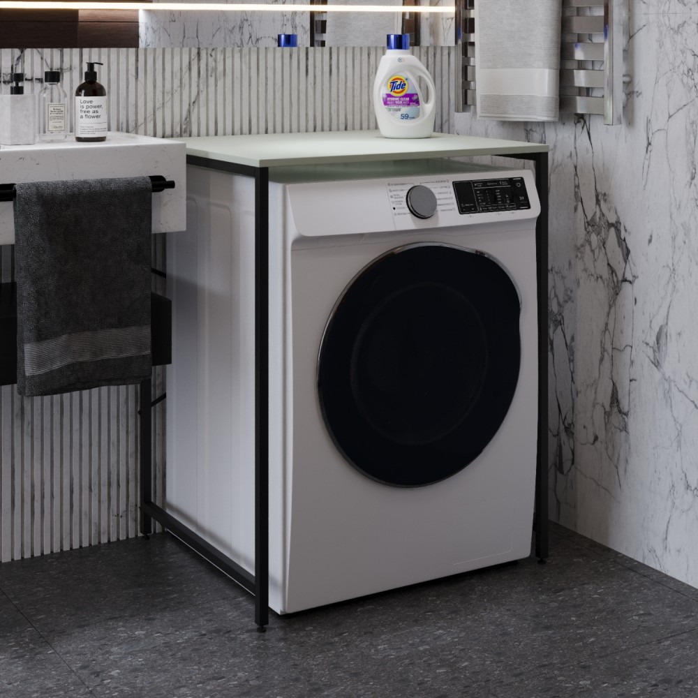 Стелаж-полиця Бафрум 401 Ferrum-decor для пральної машини 90x70,5x60,5 Чорний метал ДСП Кашемір 16 мм (FRD-107576)