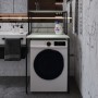 Стеллаж полка Бафрум 402 Ferrum-decor для стиральной машины 133,5x70,5x60,5 Черный металл ДСП Кашемир 16 мм (FRD-107586)