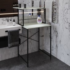 Стеллаж полка Бафрум 402 Ferrum-decor для стиральной машины 133,5x70,5x60,5 Черный металл ДСП Кашемир 16 мм (FRD-107586)