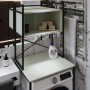 Стеллаж полка Бафрум 403 Ferrum-decor для стиральной машины 178x70,5x60,5 Черный металл ДСП Кашемир 16 мм (FRD-107596)