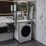 Стеллаж полка Бафрум 403 Ferrum-decor для стиральной машины 178x70,5x60,5 Черный металл ДСП Кашемир 16 мм (FRD-107596)