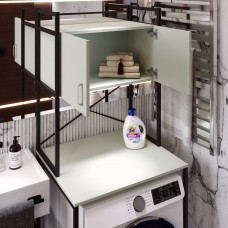 Стелаж-полиця Бафрум 404 Ferrum-decor для пральної машини 178x70,5x60,5 Чорний метал Кашемір 16 мм (FRD-107606)