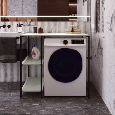 Стелаж-полиця Бафрум 405 Ferrum-decor для пральної машини 90x101x60,5 Чорний метал ДСП Кашемір 16 мм (FRD-107616)