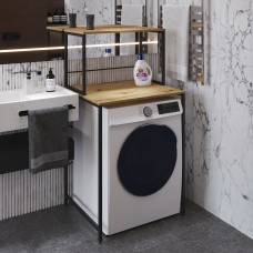 Стеллаж полка Бафрум 402 Ferrum-decor для стиральной машины 133,5x70,5x60,5 Черный металл ДСП Дуб Артизан 16 мм (FRD-107366)