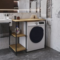 Стелаж-полиця Бафрум 405 Ferrum-decor для пральної машини 90x101x60,5 Чорний метал ДСП Дуб Артизан 16 мм (FRD-107396)