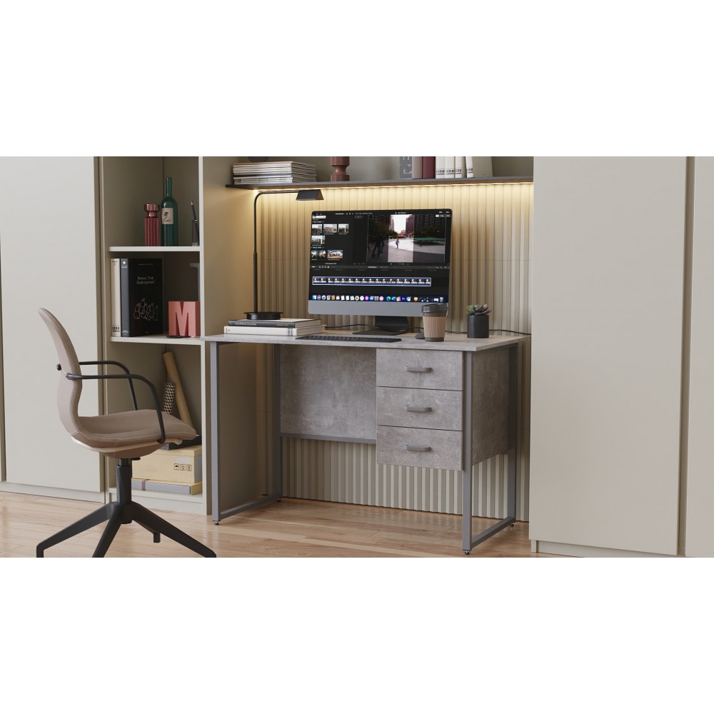 Компьютерный стол Ferrum-decor Гарри 75x140x70 серый ДСП Бетон 32мм (FRD-107306)